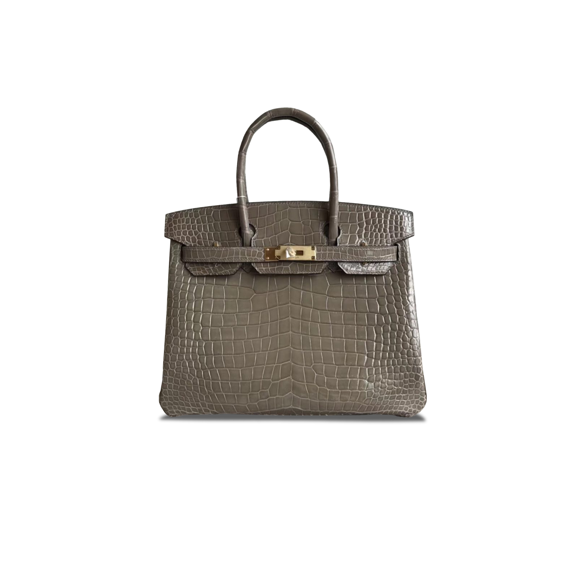 HERMÈS MASTER BIRKIN 25 CROCODILE LEATHER TURTLEDOVE GREY GOLD BUCKLE H041354CK18 (30*22*15cm)